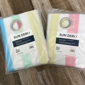 New Sun Zero Grommet Curtain Panel Set White with stripes 40" x 63"